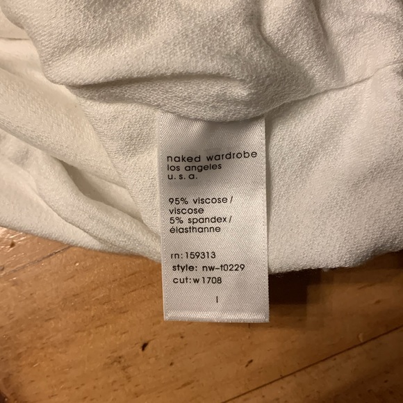 NWT- Naked Wardrobe, Nordstrom- Large- White 1/2 sleeve- Mock Neck Cropped - Picture 8 of 14
